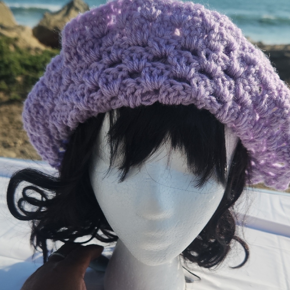 Handmade Granny Stitch Lavender Crochet Bucket Hat